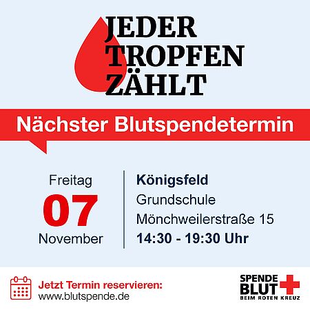 Blutspende Königsfeld 07.11.2025 Blutspende 07. November 2025